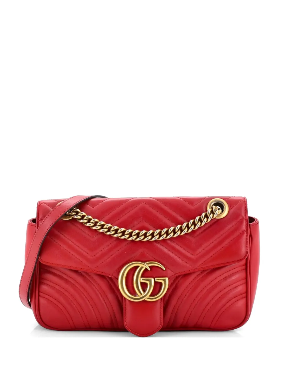 Gucci Pre-Owned GG Marmont Flap Bag Matelasse Leather Small crossbody bag - Rosso