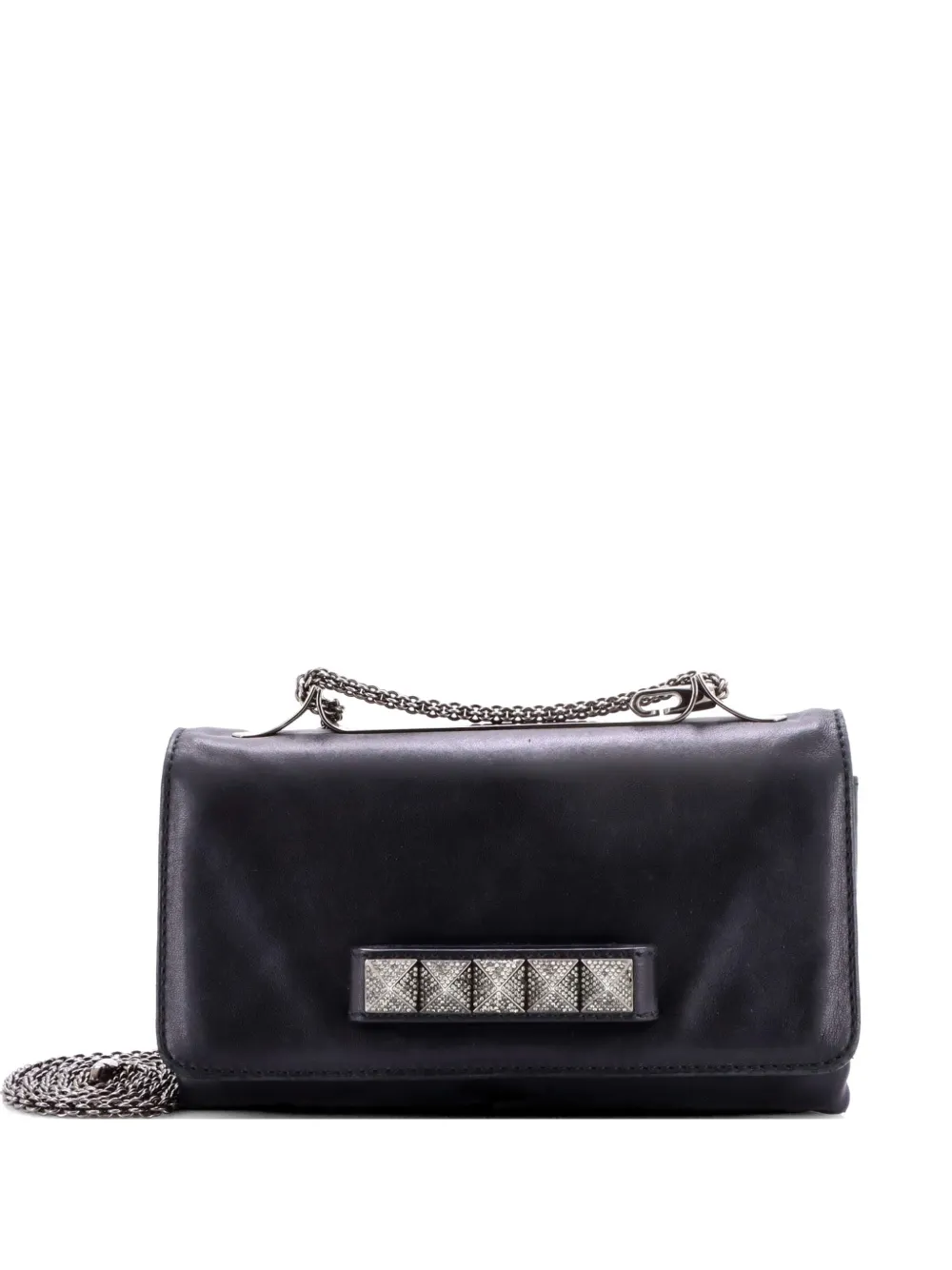 Valentino Garavani Pre-Owned Va Va Voom Crystal Studs Leather Medium clutch bag - Nero