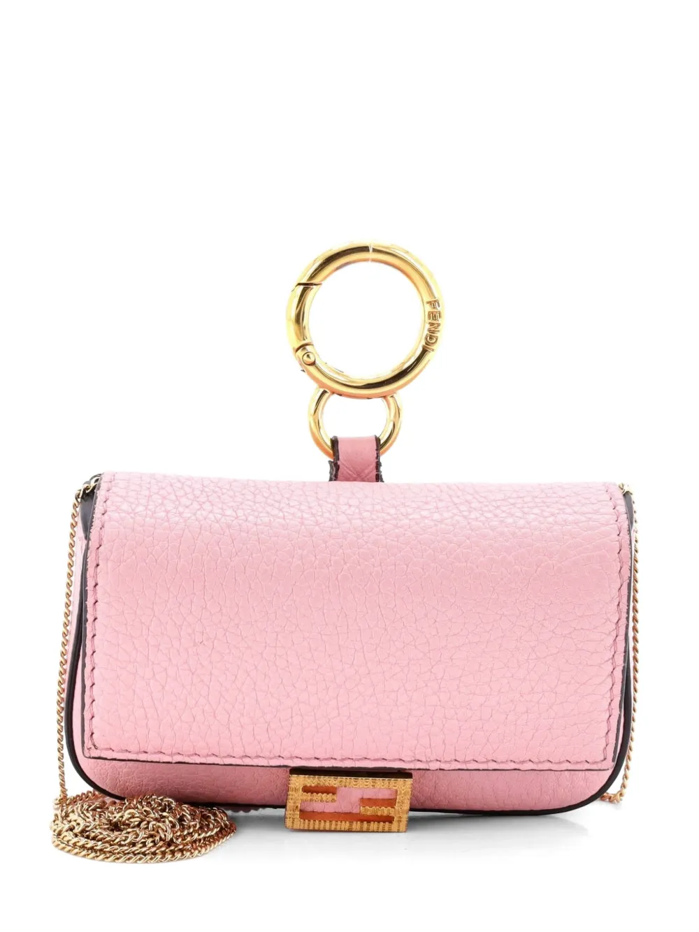 Fendi Pre-Owned Chain Baguette Charm Bag Leather Nano crossbody bag - Rosa