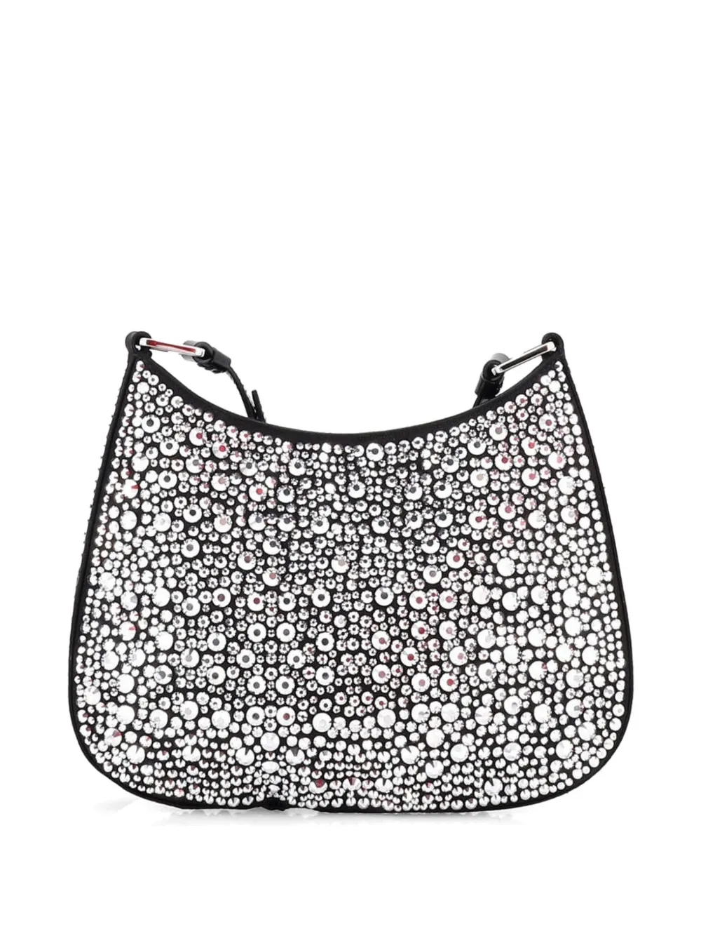 Prada Pre-owned Cleo Shoulder Bag Crystal Embellished Satin Small Crossbody Bag in Black, view 2