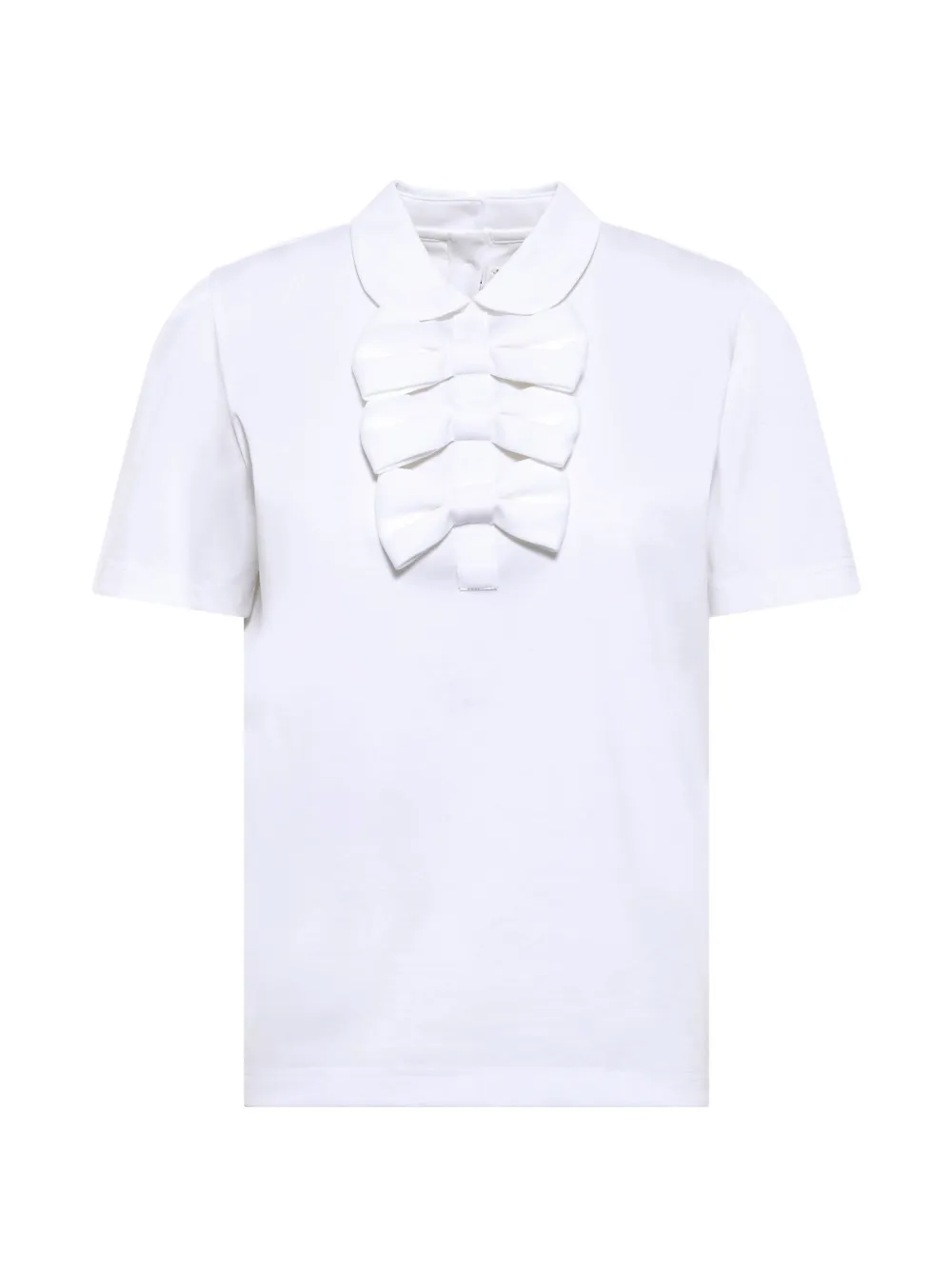 Noir Kei Ninomiya bow-embellished Peter Pan collar T-shirt - Weiß