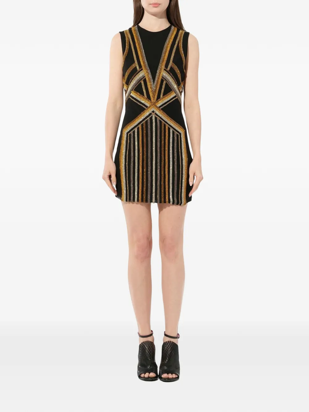 Balmain Const embroidered mini dress - Nero