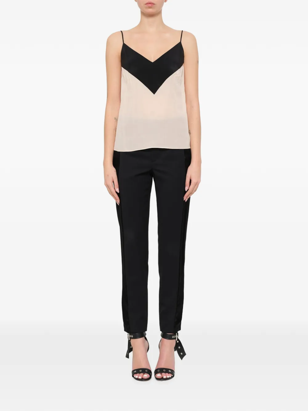 Lanvin Camisole top met chevron vlak Beige