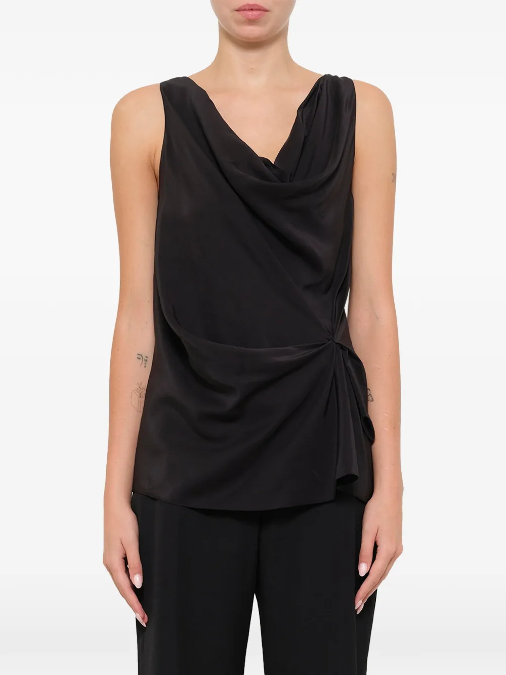 Lanvin draped knot-detail blouse - Nero