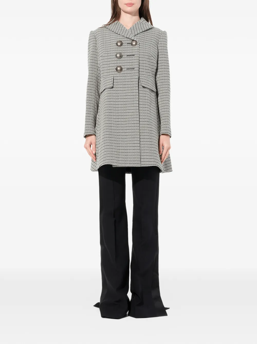 Alexander McQueen Capotto jas met pied-de-poule print en dubbele rij knopen Grijs