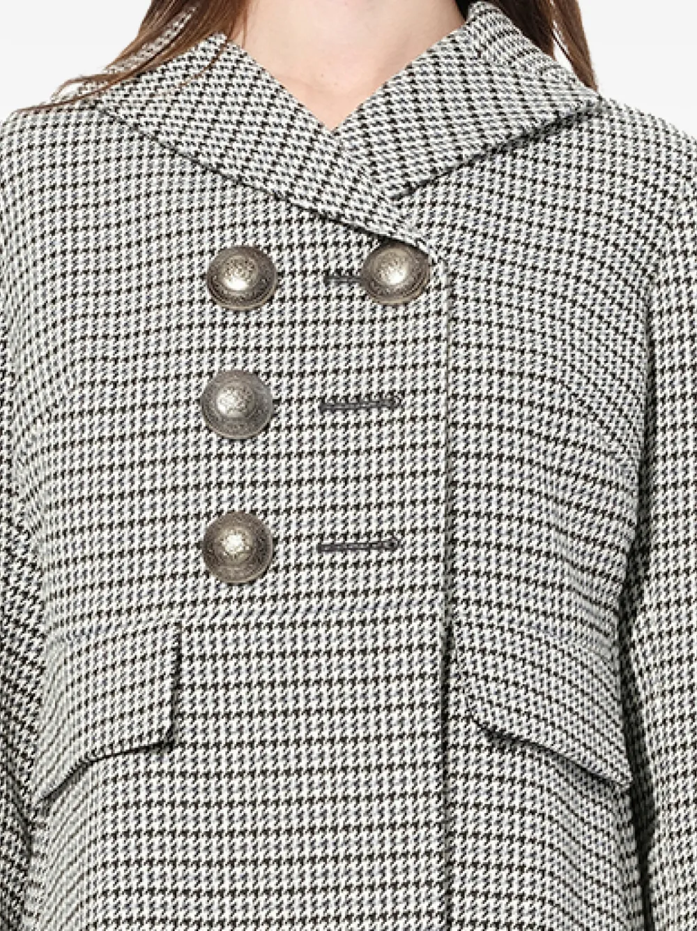 Alexander McQueen Capotto jas met pied-de-poule print en dubbele rij knopen Grijs