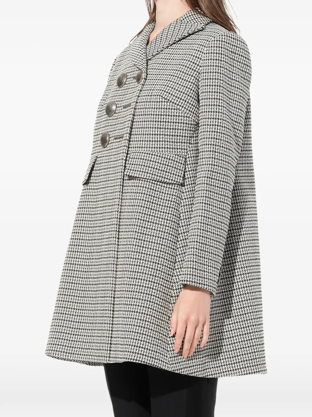 Alexander McQueen Capotto jas met pied-de-poule print en dubbele rij knopen Grijs