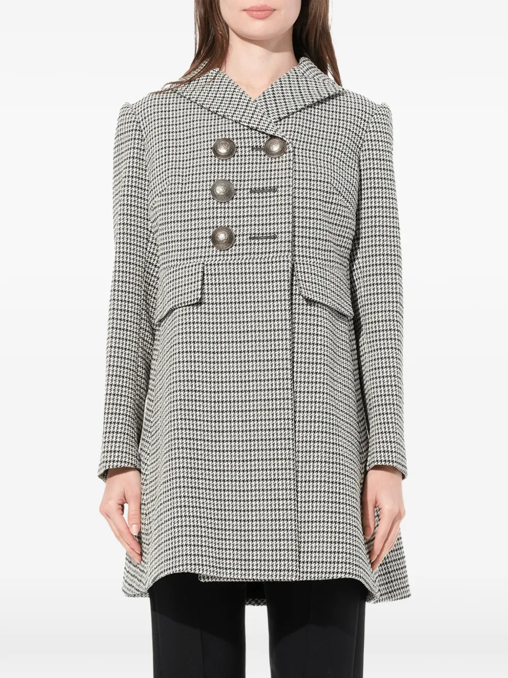Alexander McQueen Capotto houndstooth double-breasted coat - Grau