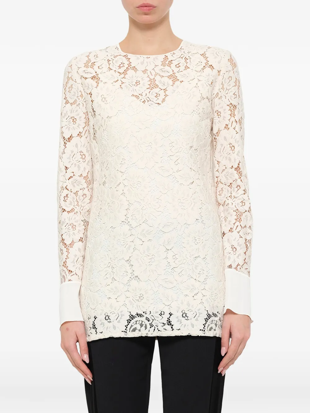 Lanvin floral-lace top - Neutrals