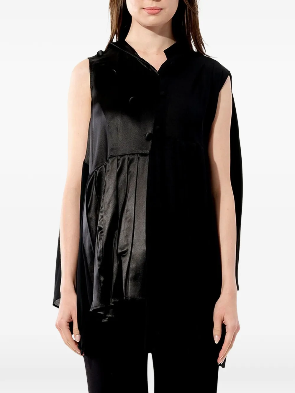 Balenciaga pleated sleeveless blouse - Nero