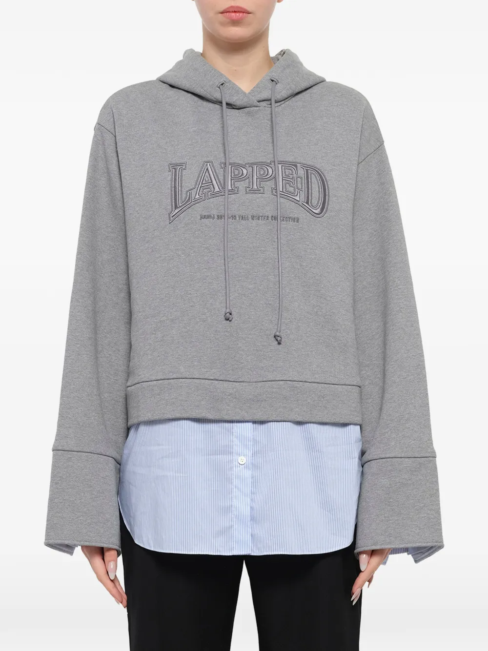 Juun.J layered-design logo-embroidered hoodie