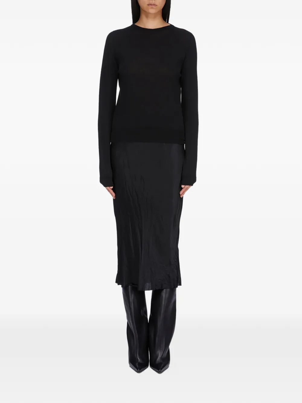 Rick Owens Biker Level trui met verlengde mouwen Zwart