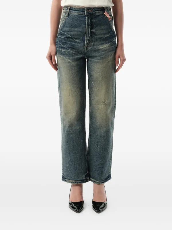 fax copy express ssense別注 デニム Fax Copy Express whiskering-effect Jeans | Blue | FARFETCH