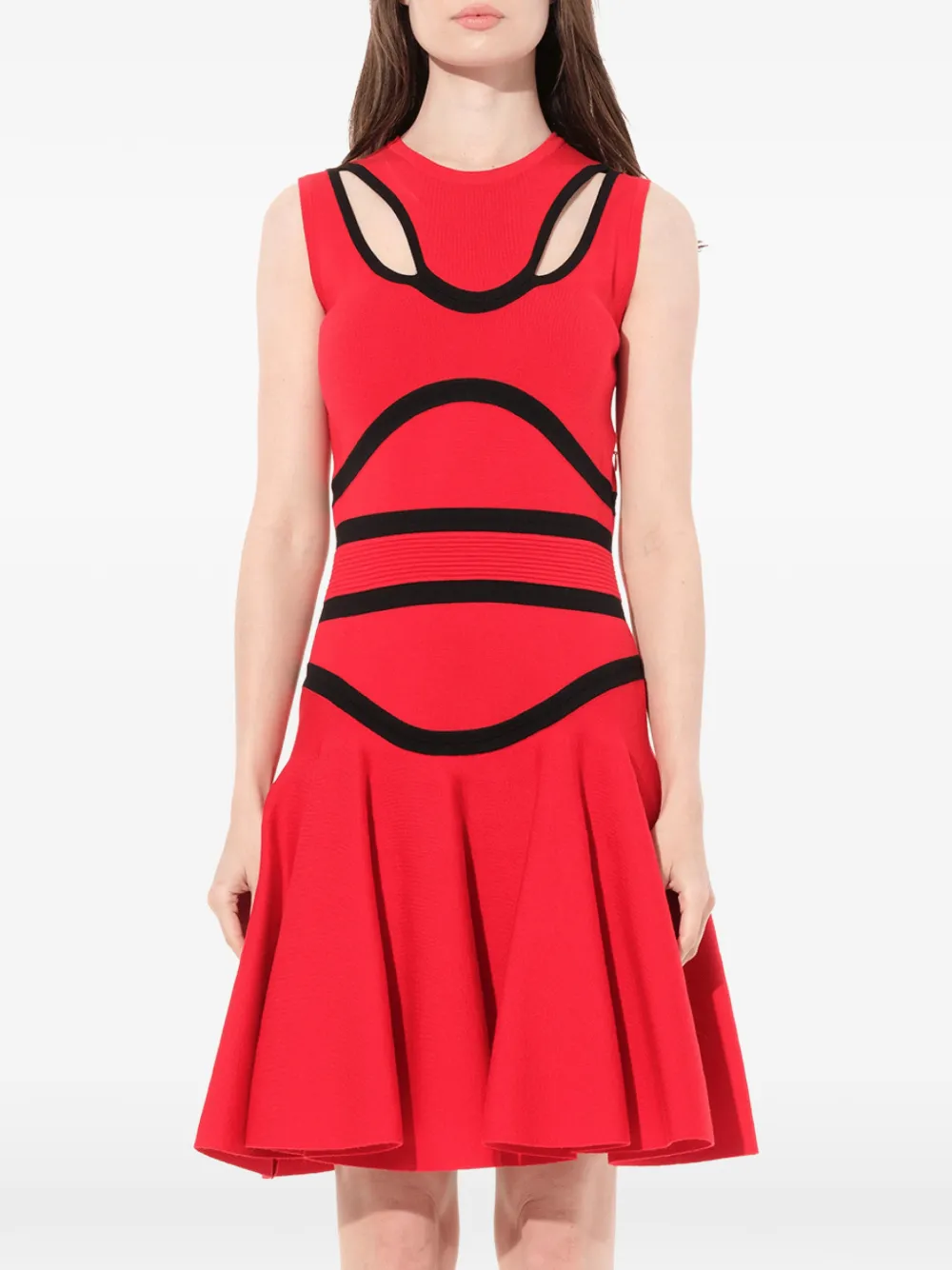 Alexander McQueen cut-out intarsia-knit mini dress - Rot