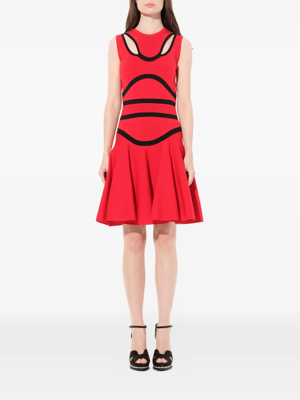 Alexander McQueen Intarsia mini-jurk met uitgesneden details Rood