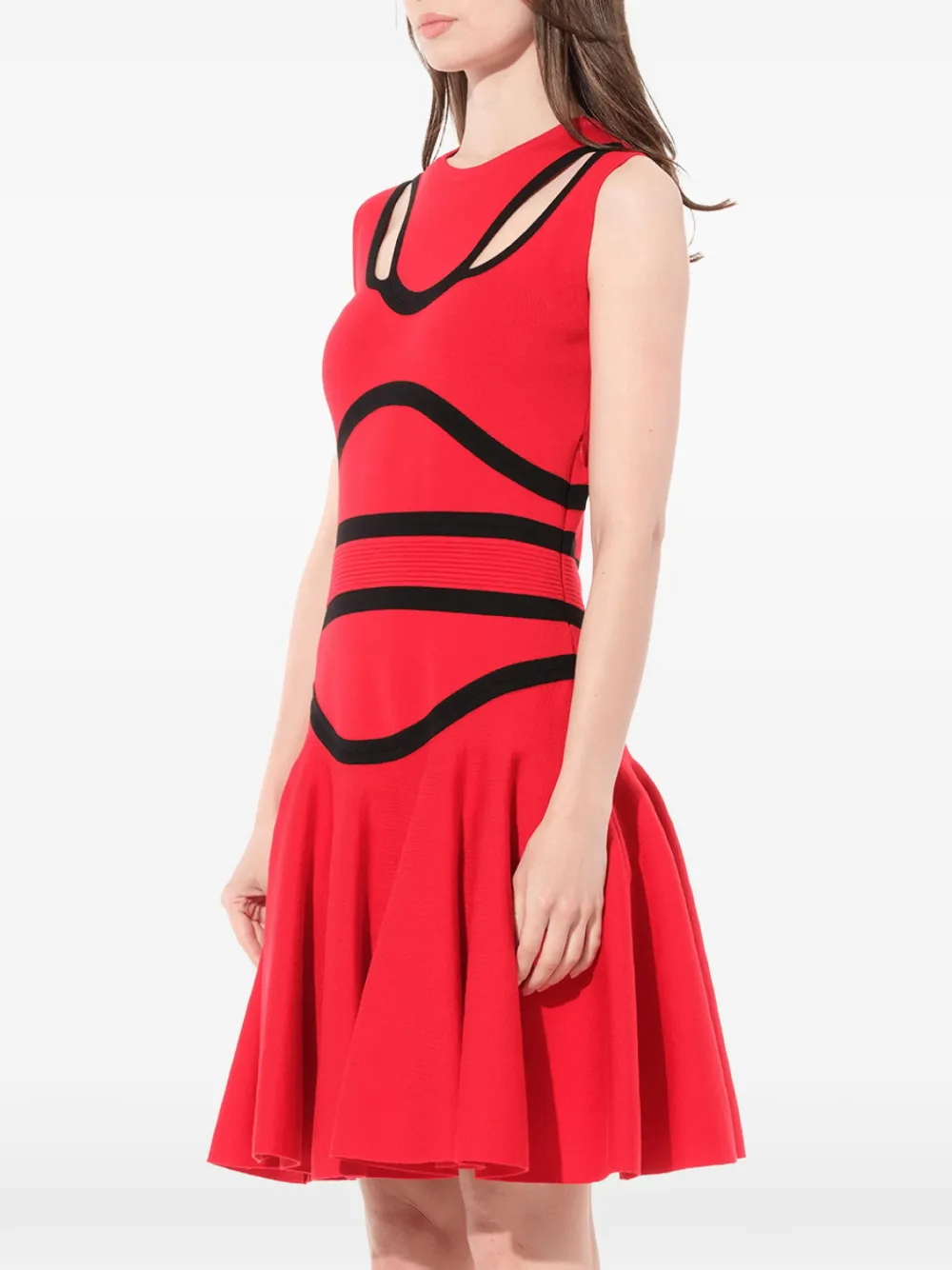 Alexander McQueen Intarsia mini-jurk met uitgesneden details Rood
