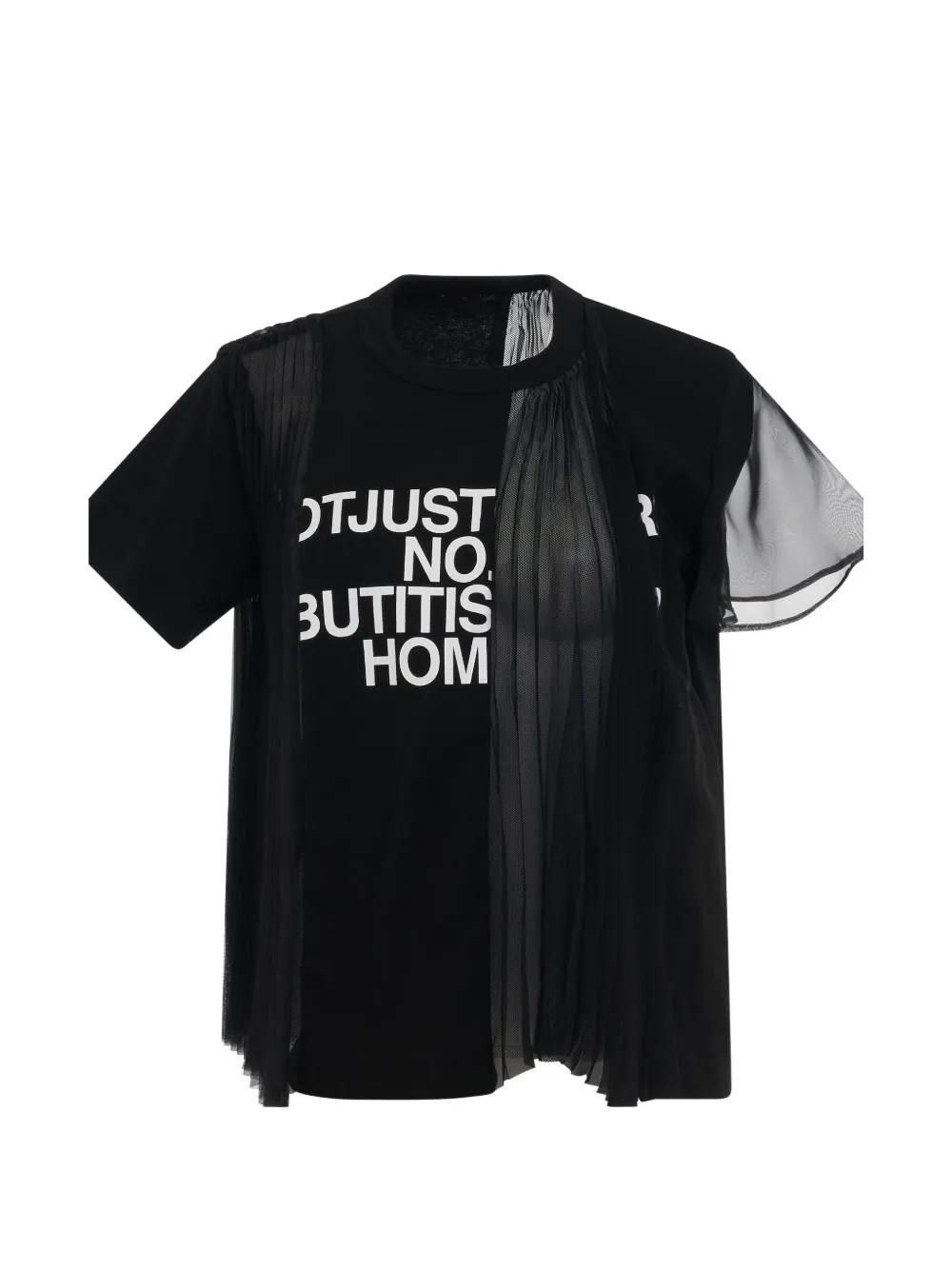 sacai text-print sheer-panel T-shirt - Schwarz