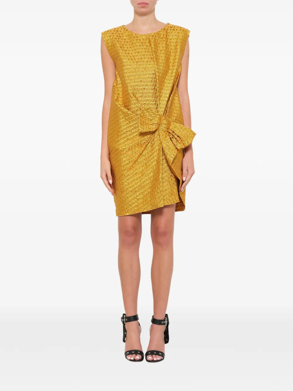 Lanvin bow-detail textured mini dress - Oro