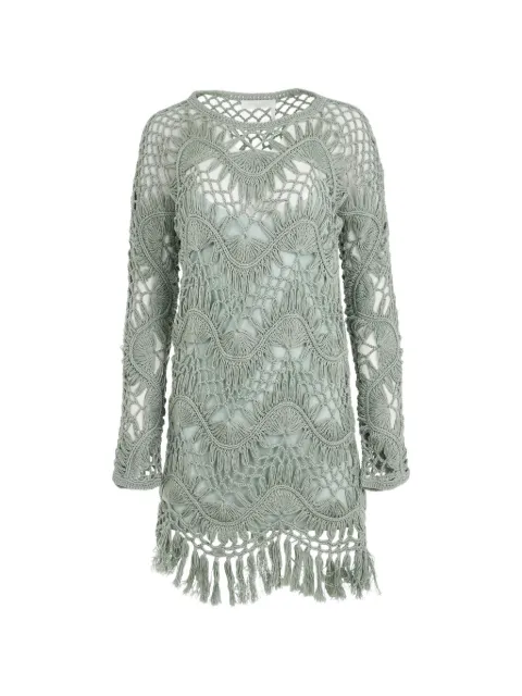 Chloé fringed crochet-knit mini dress