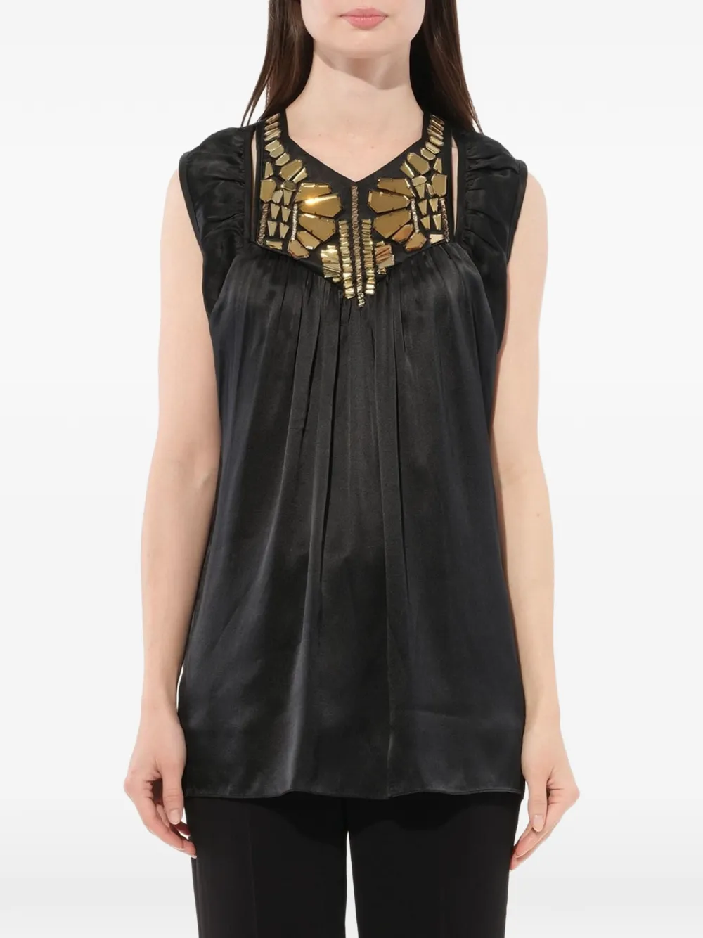 Givenchy crystal-embellished pleated blouse - Schwarz