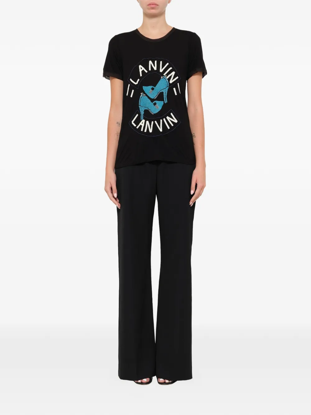 Lanvin Jersey T-shirt met borduurwerk Zwart
