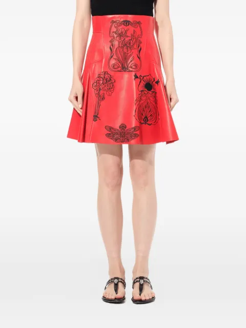 Alexander McQueen embroidered leather skirt