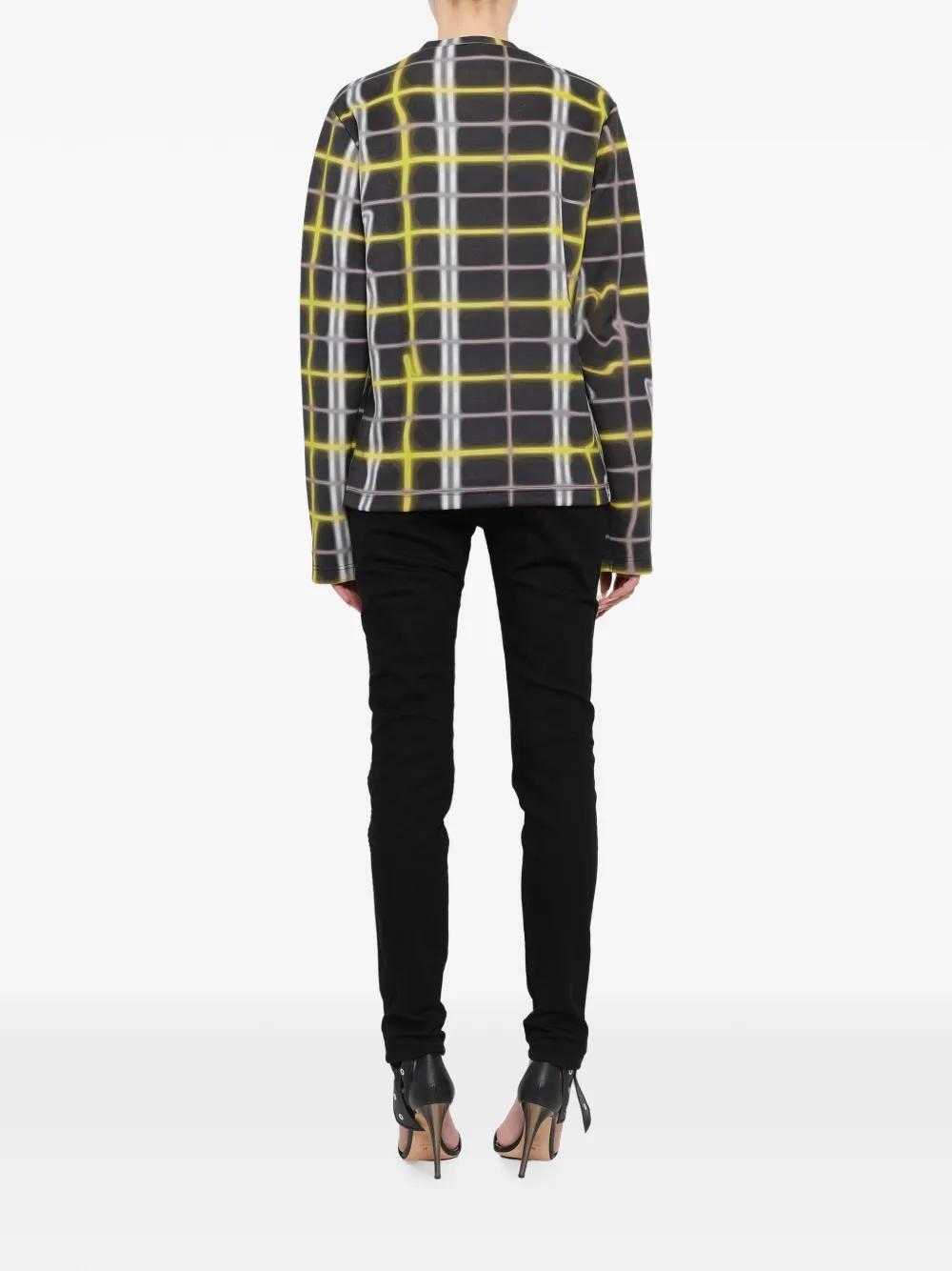 Kenzo check-print long-sleeve T-shirt Zwart