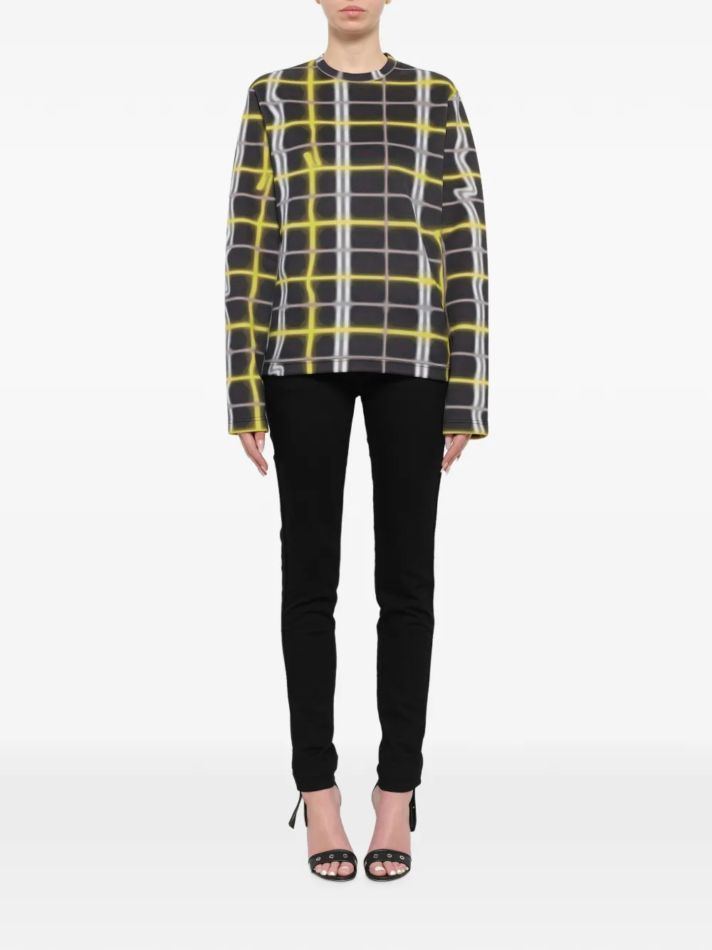 Kenzo check-print long-sleeve T-shirt Zwart