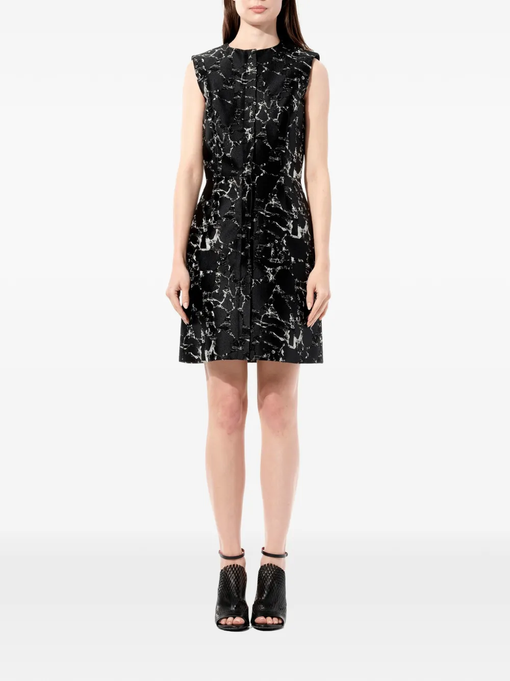 Balenciaga Mouwloze jurk met marmerprint Zwart