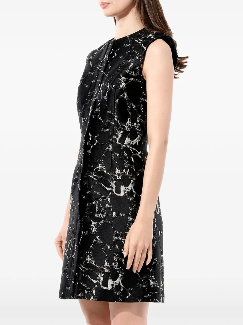 Balenciaga Mouwloze jurk met marmerprint Zwart