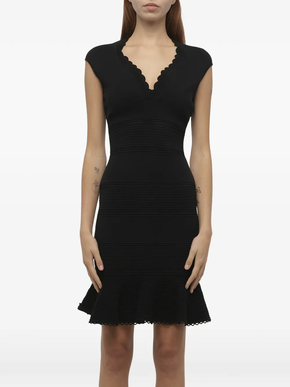Alexander McQueen v-neck mini dress - Nero