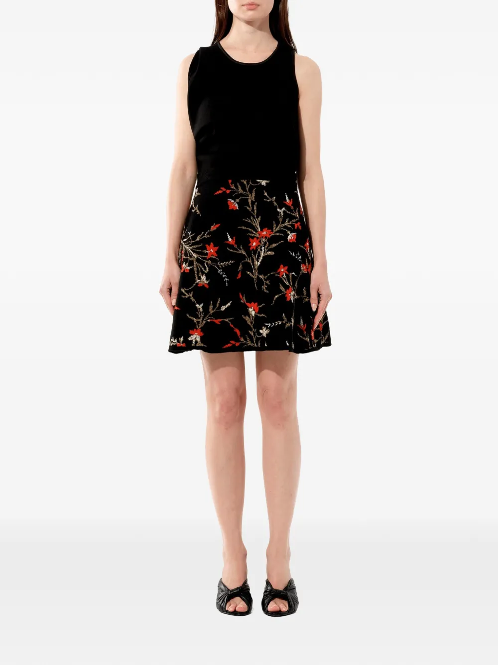 Balenciaga Mini-rok met geborduurde bloemen Zwart