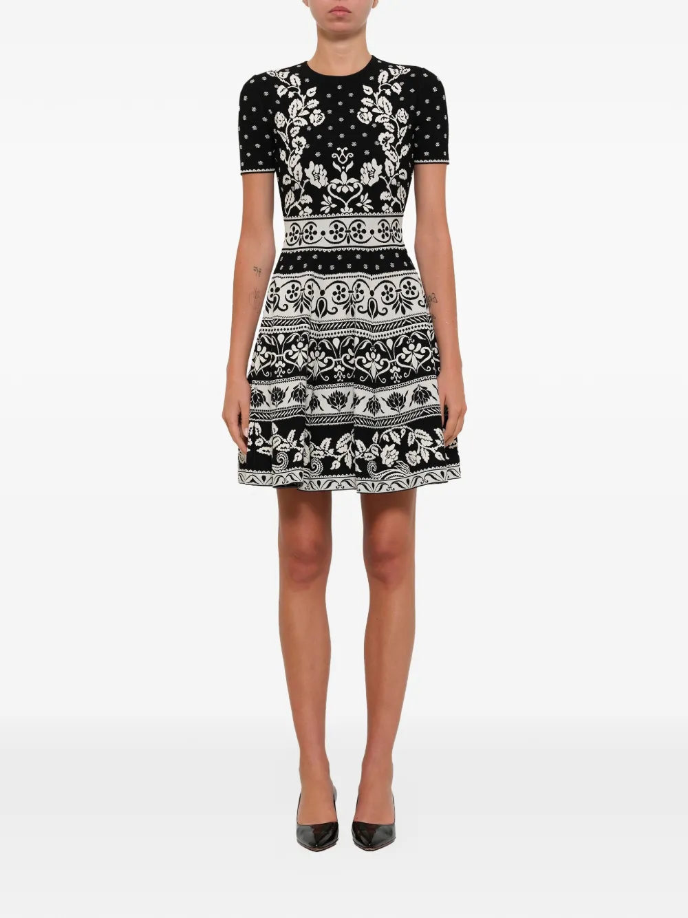 Alexander McQueen floral-print mini dress - Schwarz