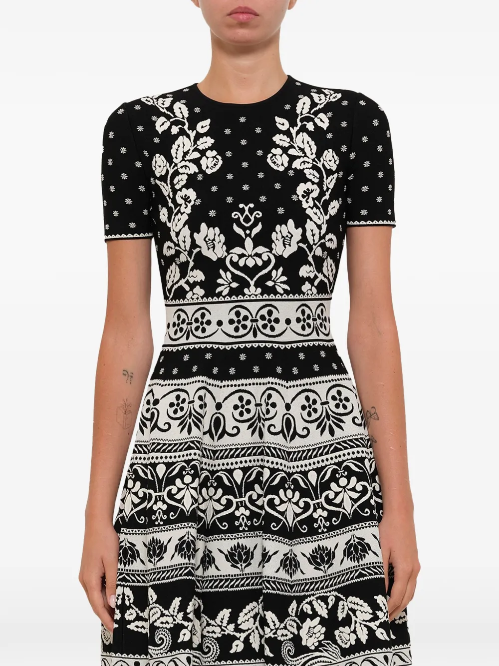 Alexander McQueen Mini-jurk met bloemenprint Zwart