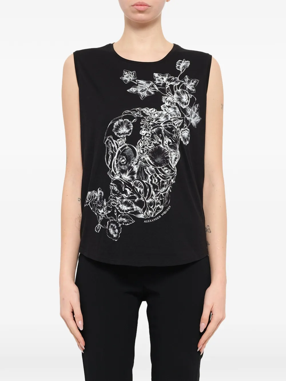Alexander McQueen Life Skull-print sleeveless top - Nero