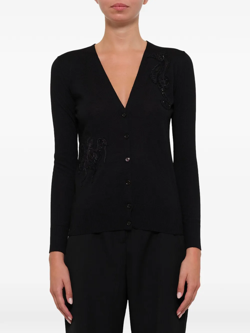 Alexander McQueen beaded V-neck cardigan - Schwarz