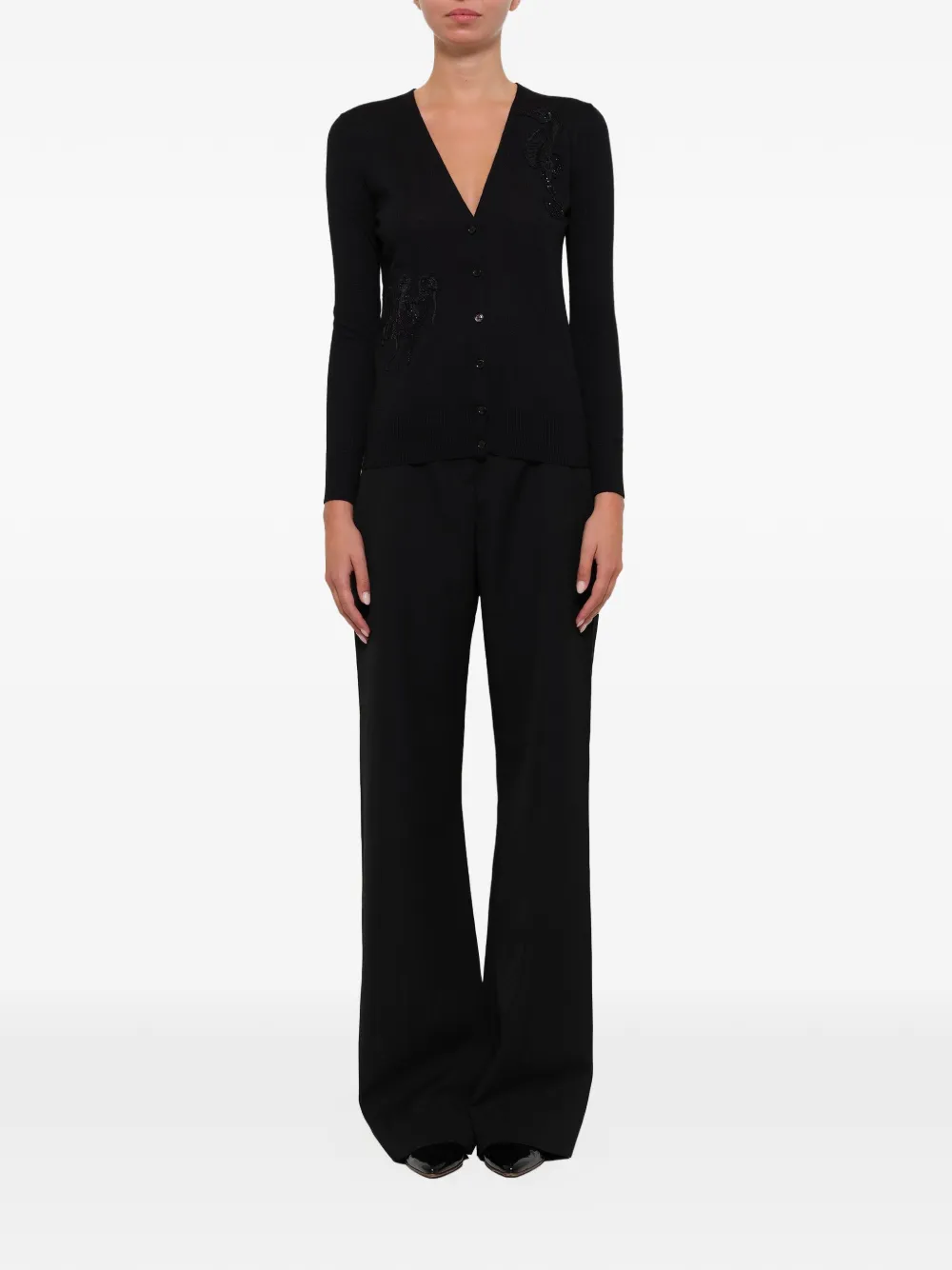 Alexander McQueen Vest met V-hals en kralen Zwart