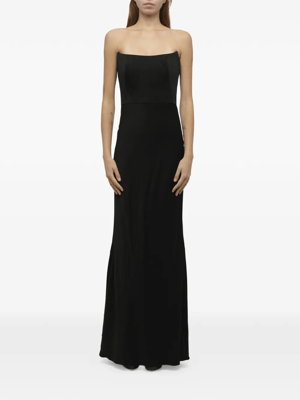 Alexander McQueen strapless satin dress - Schwarz