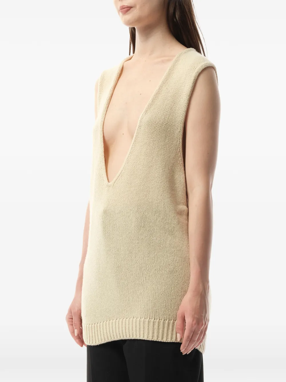 Lanvin Mouwloze trui met V-hals Beige