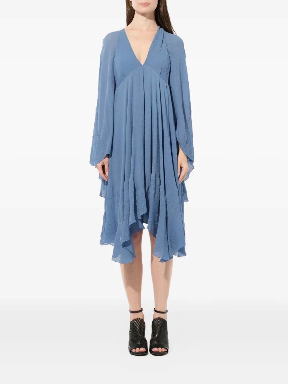 Chloé crinkled handkerchief-hem dress - Blu