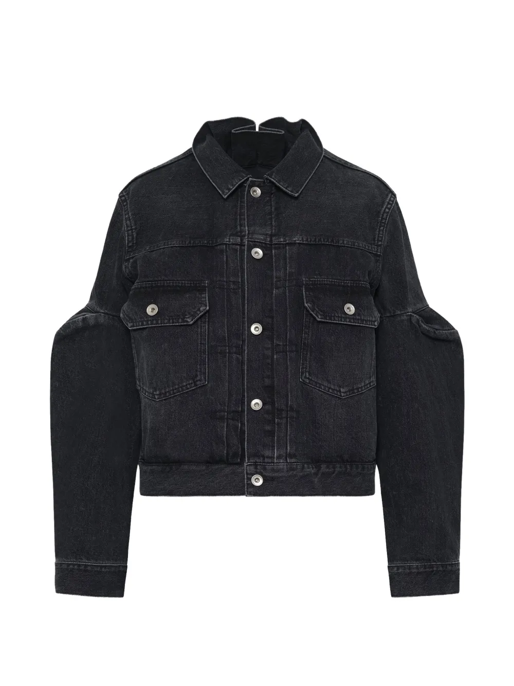 sacai puff-sleeve denim jacket - Nero