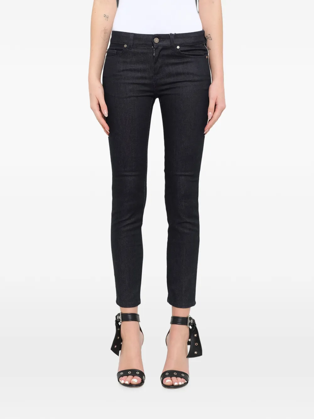 Alexander McQueen belt-loop bottuned jeans - Blu
