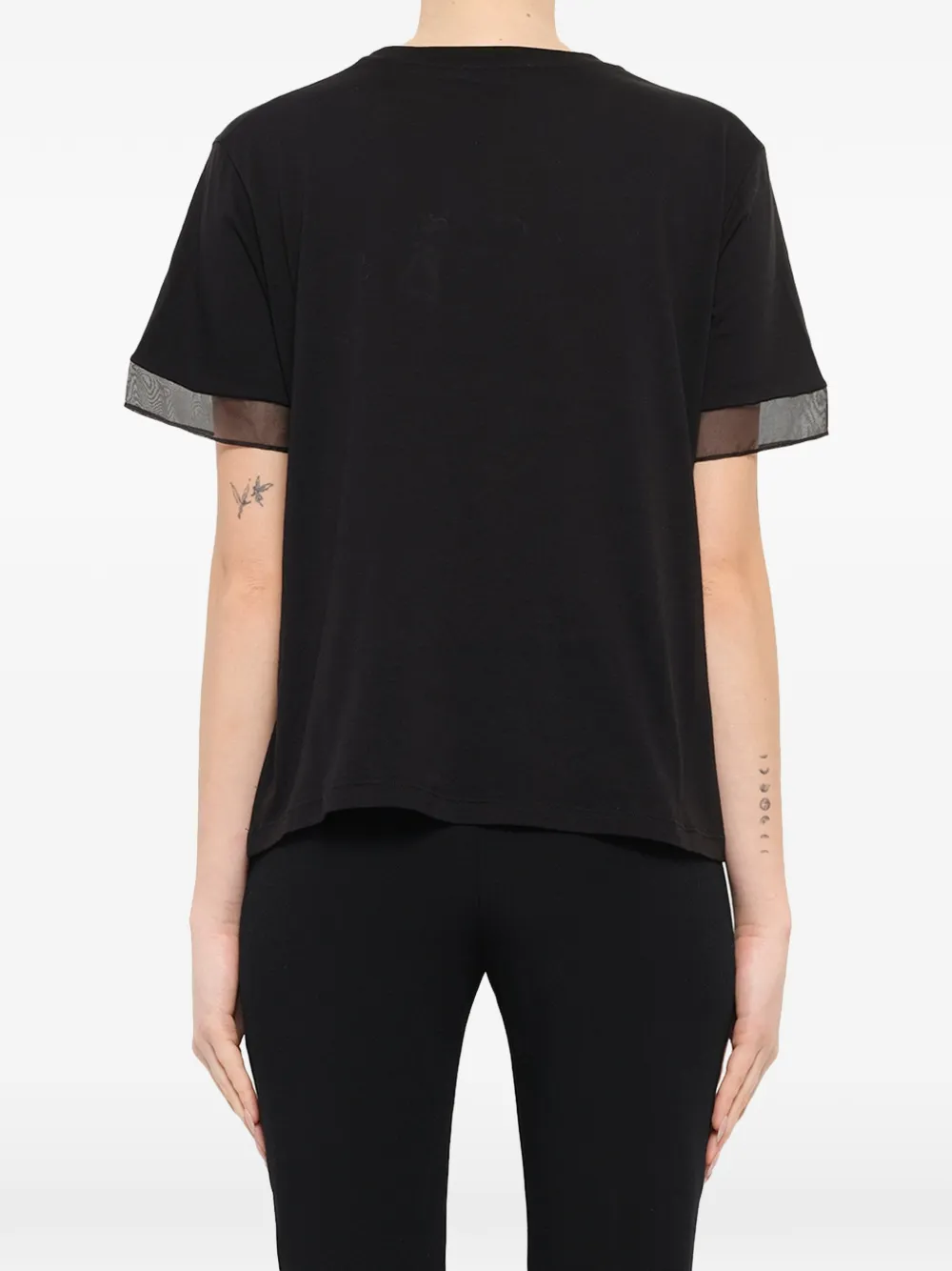 Alexander McQueen Fish Skull-printed sheer-trim T-shirt Zwart