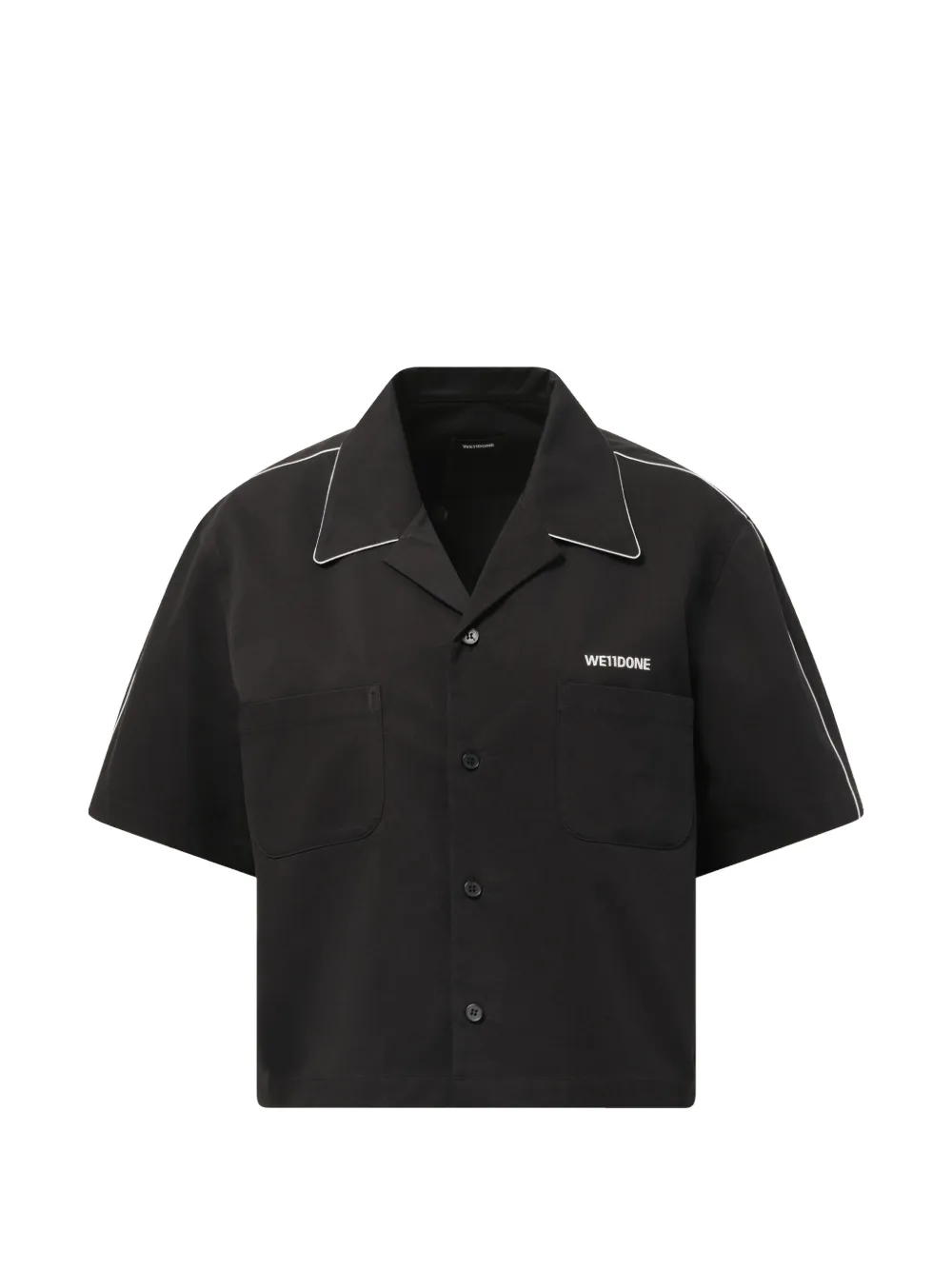 We11done logo-embroidered piping-detail shirt - Nero