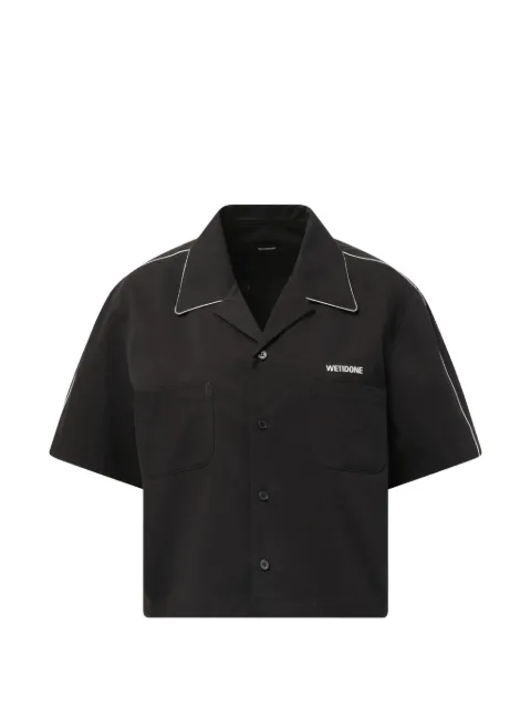 We11done logo-embroidered piping-detail shirt