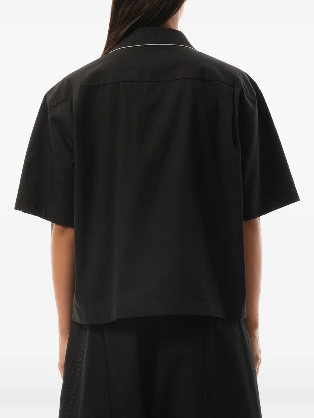 We11done blouse met geborduurd logo en afwerking Zwart