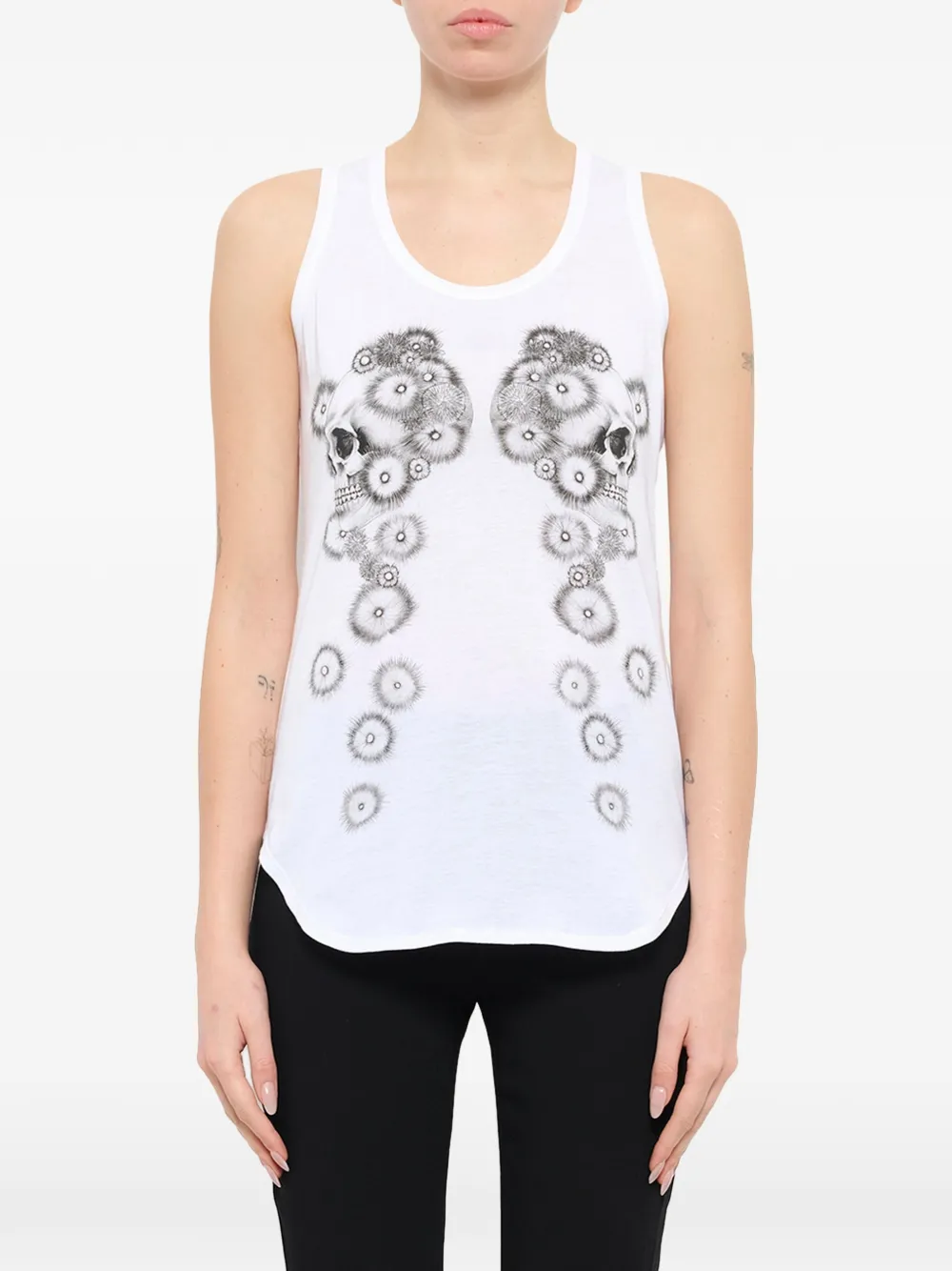 Alexander McQueen Pom Skull-printed tank top - Weiß