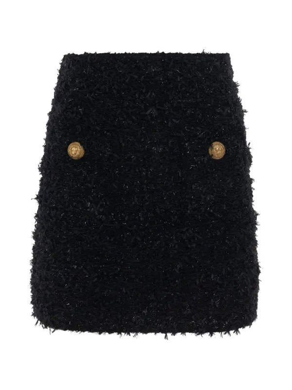 Balmain High-waisted Tweed Skirt in Black
