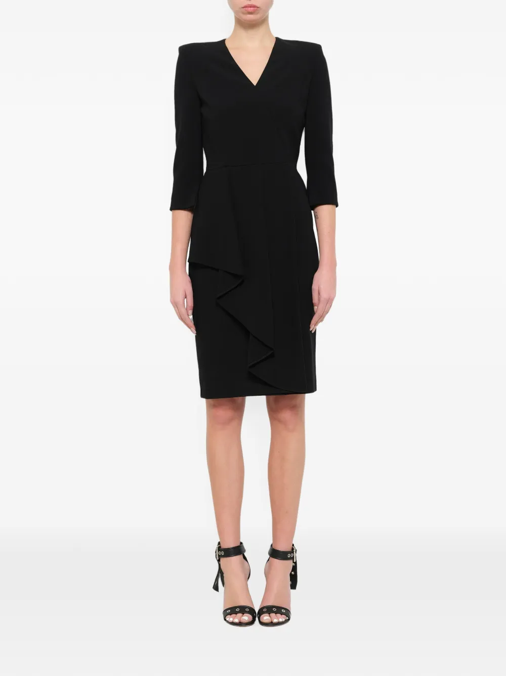 Alexander McQueen ruffled-crepe dress Zwart