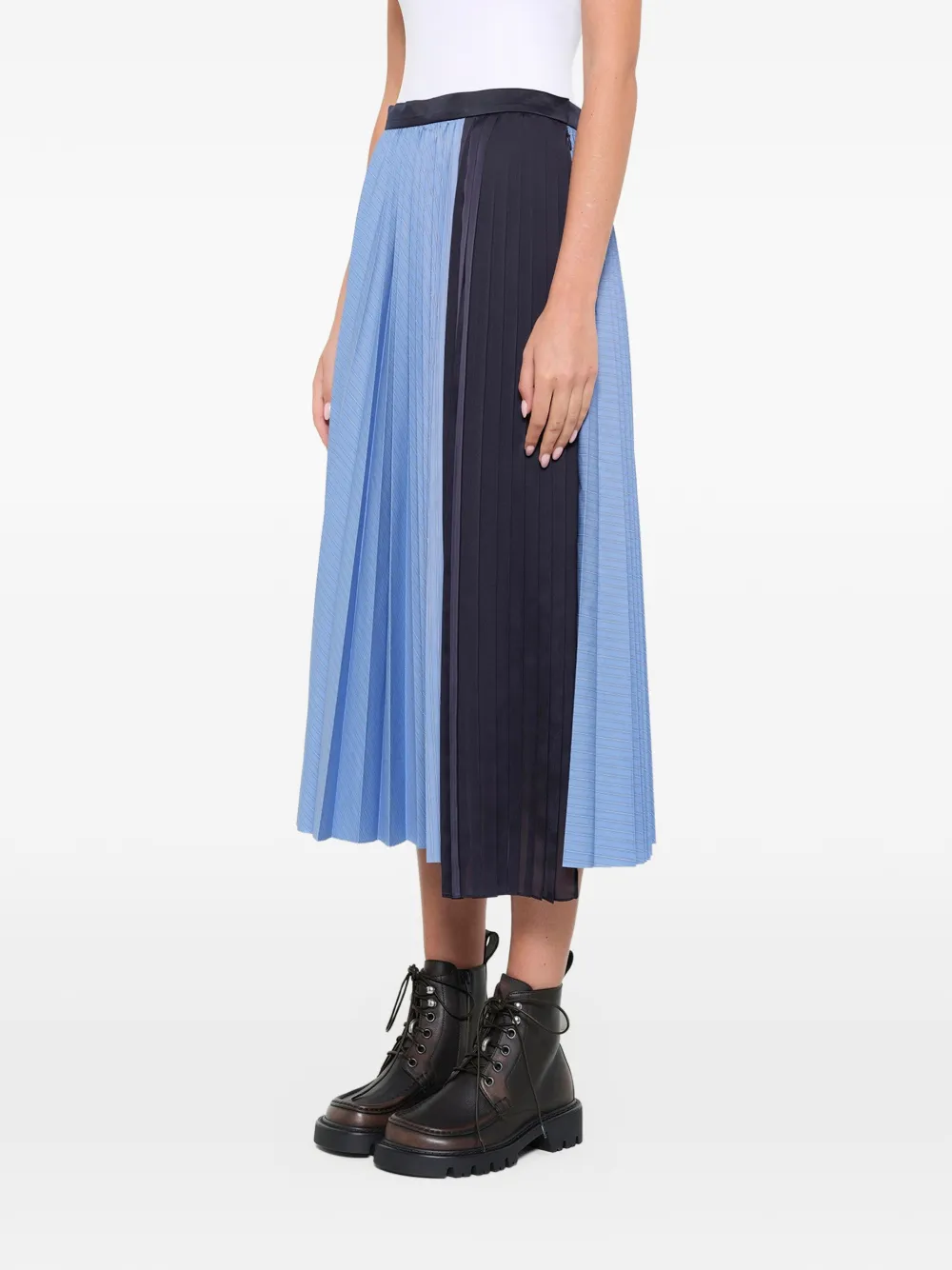 sacai Midi-plooirok met gedrapeerd detail Blauw